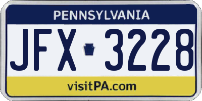 PA license plate JFX3228