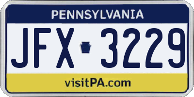 PA license plate JFX3229