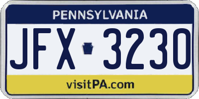 PA license plate JFX3230