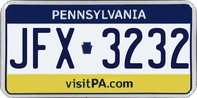 PA license plate JFX3232