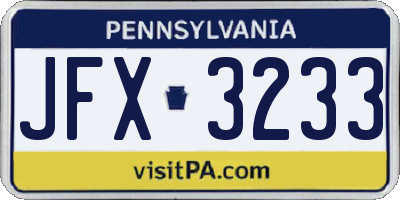 PA license plate JFX3233