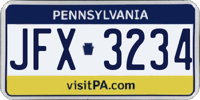 PA license plate JFX3234