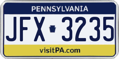PA license plate JFX3235