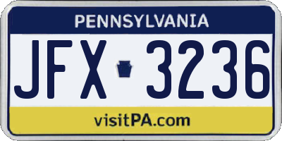 PA license plate JFX3236
