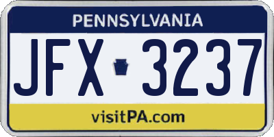 PA license plate JFX3237