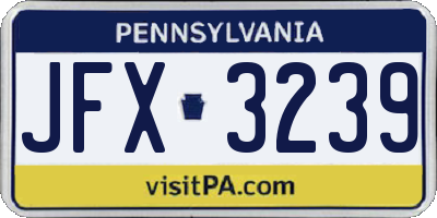 PA license plate JFX3239
