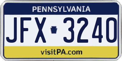 PA license plate JFX3240