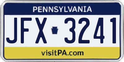PA license plate JFX3241