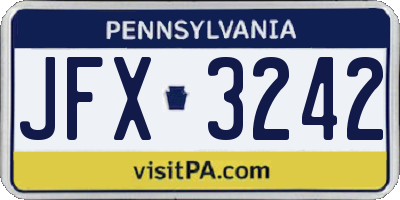 PA license plate JFX3242