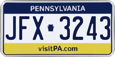 PA license plate JFX3243