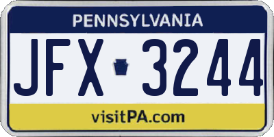 PA license plate JFX3244