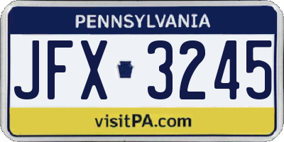 PA license plate JFX3245