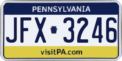 PA license plate JFX3246