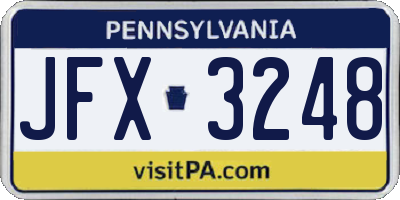 PA license plate JFX3248