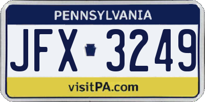 PA license plate JFX3249