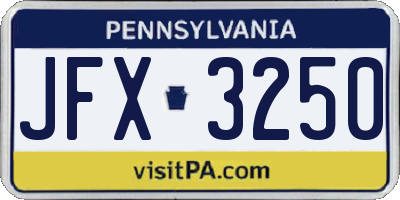 PA license plate JFX3250