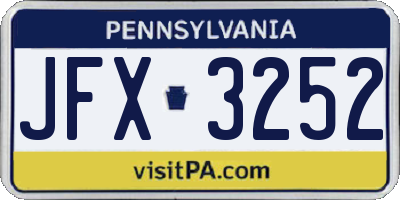 PA license plate JFX3252