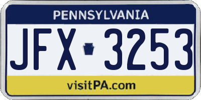 PA license plate JFX3253