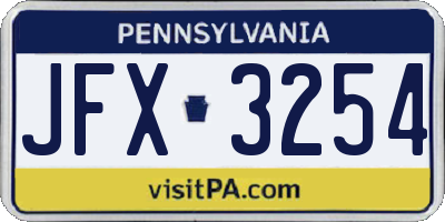 PA license plate JFX3254