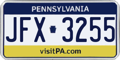 PA license plate JFX3255
