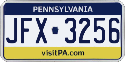 PA license plate JFX3256