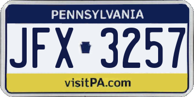 PA license plate JFX3257