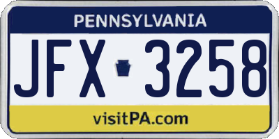 PA license plate JFX3258