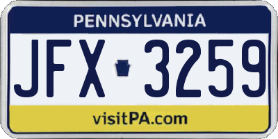 PA license plate JFX3259