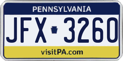 PA license plate JFX3260