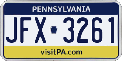 PA license plate JFX3261