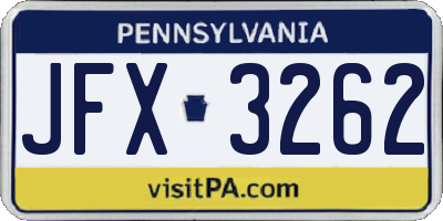 PA license plate JFX3262
