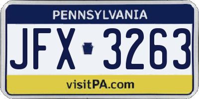 PA license plate JFX3263