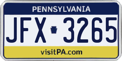 PA license plate JFX3265