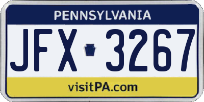 PA license plate JFX3267