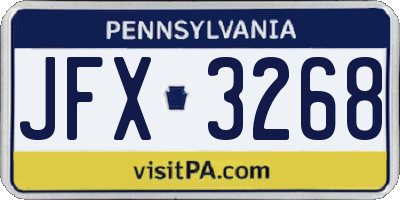 PA license plate JFX3268