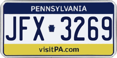 PA license plate JFX3269