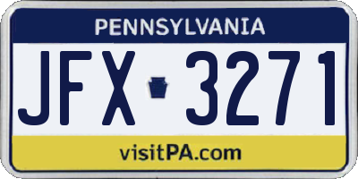 PA license plate JFX3271