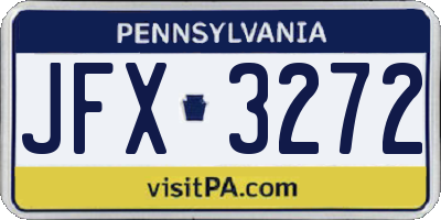 PA license plate JFX3272