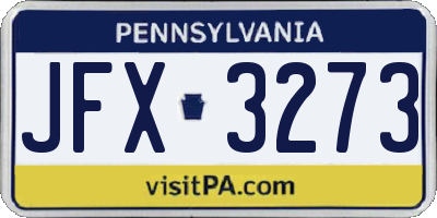 PA license plate JFX3273