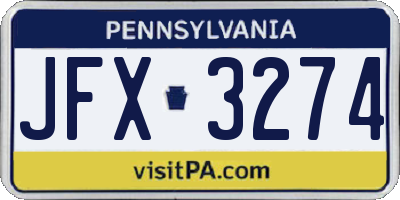 PA license plate JFX3274