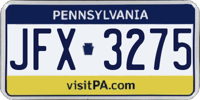 PA license plate JFX3275