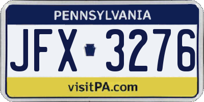 PA license plate JFX3276