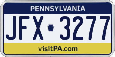 PA license plate JFX3277