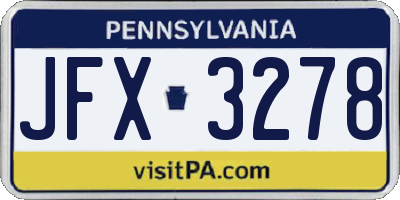 PA license plate JFX3278
