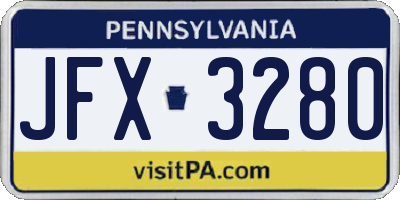 PA license plate JFX3280