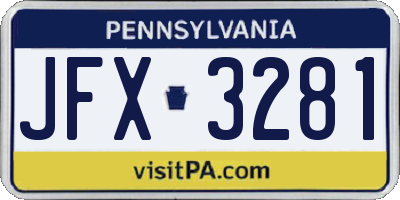 PA license plate JFX3281