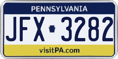 PA license plate JFX3282