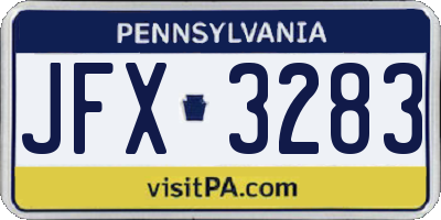 PA license plate JFX3283