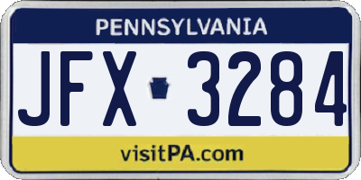 PA license plate JFX3284
