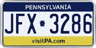 PA license plate JFX3286